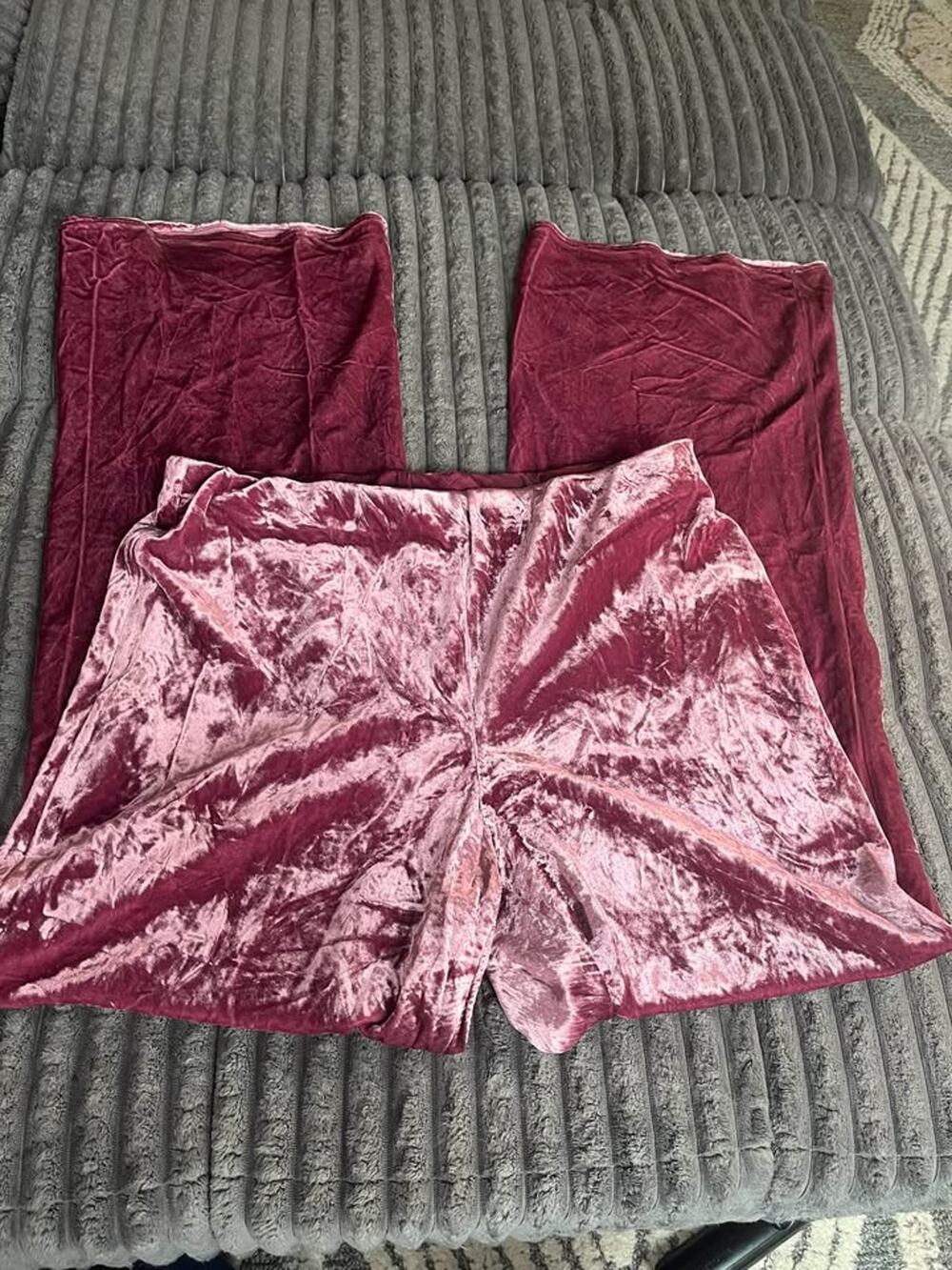 Anthropologie Crushed Velvet Wide Leg Pants Size M